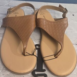 Time and Tru Brown Woven Thong Sandals NWT
